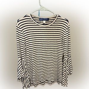 Bell sleeve striped shirt, size large